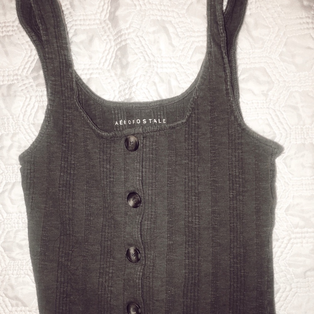 Aeropostale Green Tanktop with Brown Buttons